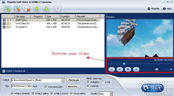 ThunderSoft Video to HTML5 Converter下载,视频转HTML5